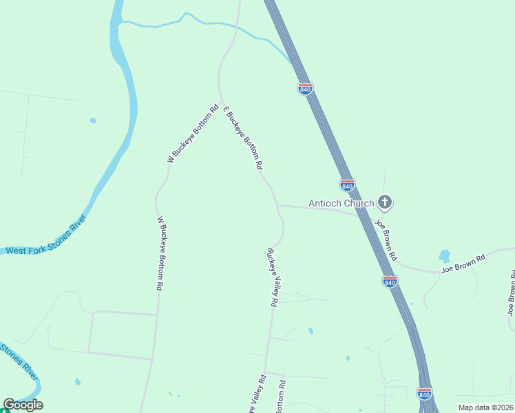 map of restaurants, bars, coffee shops, grocery stores, and more near 6903 East Buckeye Bottom Road in Murfreesboro