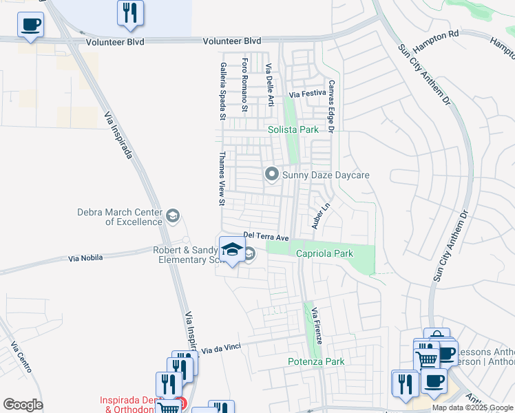 map of restaurants, bars, coffee shops, grocery stores, and more near 3196 Subtle Color Avenue in Henderson