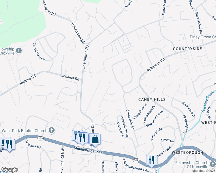 map of restaurants, bars, coffee shops, grocery stores, and more near 1641 Ila Perdue Drive in Knoxville