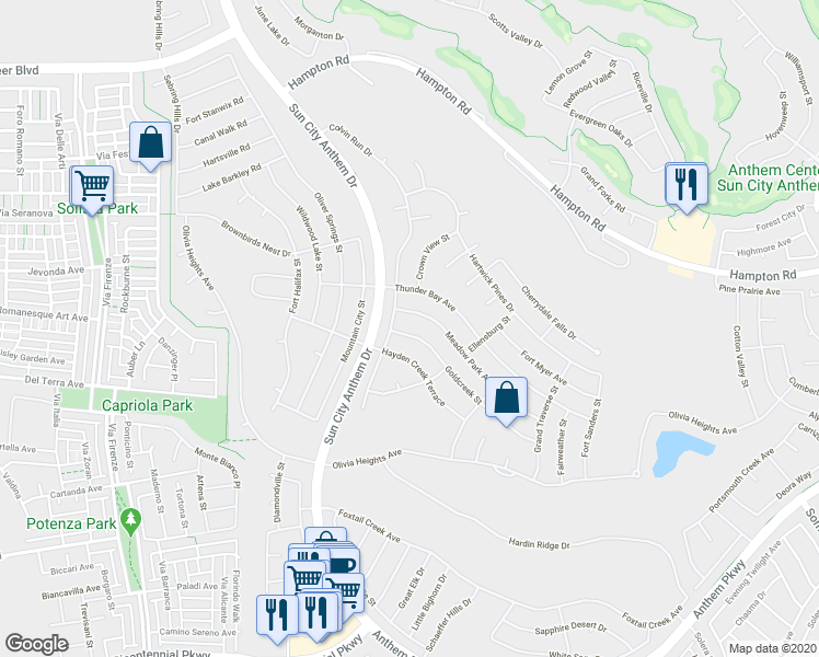 map of restaurants, bars, coffee shops, grocery stores, and more near 2876 Goldcreek Street in Henderson