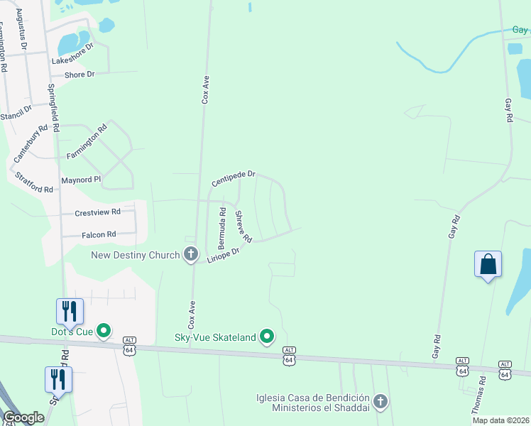 map of restaurants, bars, coffee shops, grocery stores, and more near 2416 Shreve Rd in Rocky Mt