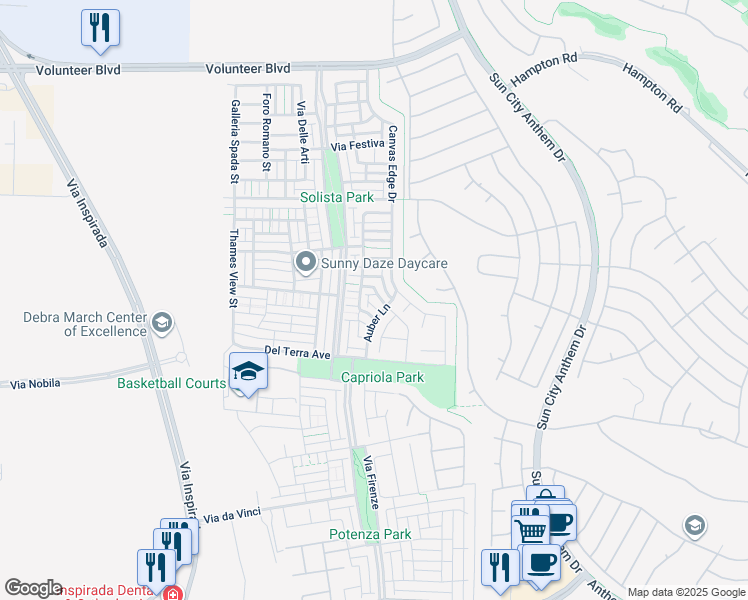 map of restaurants, bars, coffee shops, grocery stores, and more near 2077 Danzinger Place in Henderson