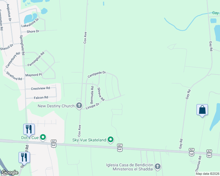 map of restaurants, bars, coffee shops, grocery stores, and more near 2416 Shreve Rd in Rocky Mt