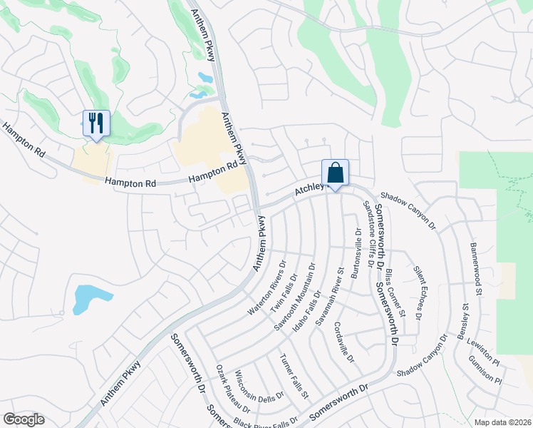 map of restaurants, bars, coffee shops, grocery stores, and more near 2386 Sandstone Cliffs Dr in Henderson