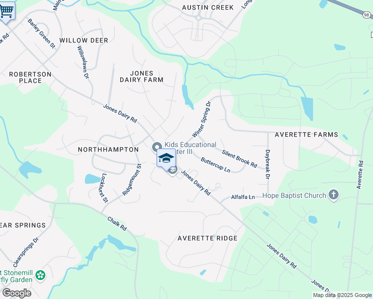 map of restaurants, bars, coffee shops, grocery stores, and more near 1104 Buttercup Lane in Wake Forest