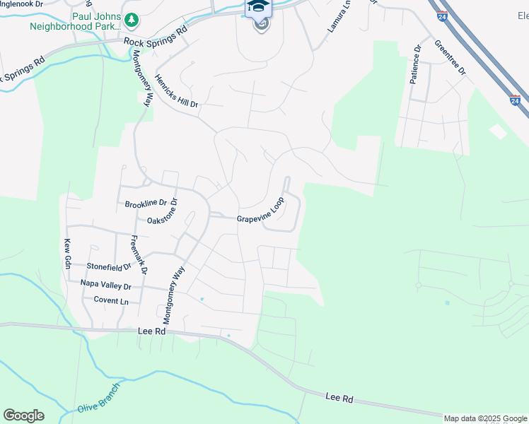 map of restaurants, bars, coffee shops, grocery stores, and more near 4115 Grapevine Loop in Smyrna