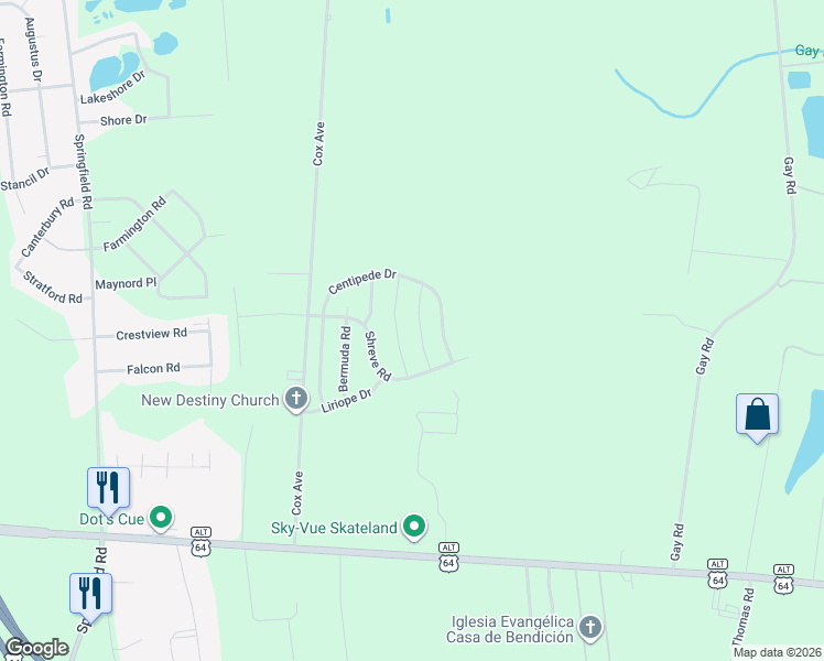 map of restaurants, bars, coffee shops, grocery stores, and more near 2416 Shreve Rd in Rocky Mt