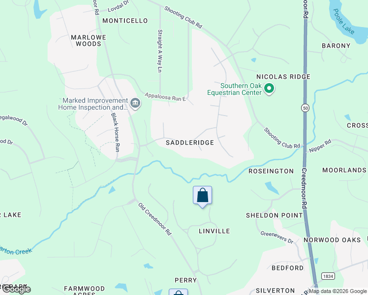 map of restaurants, bars, coffee shops, grocery stores, and more near 6117 Fetlock Drive in Raleigh