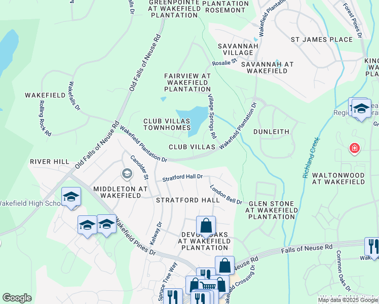 map of restaurants, bars, coffee shops, grocery stores, and more near 2534 Carriage Oaks Drive in Raleigh