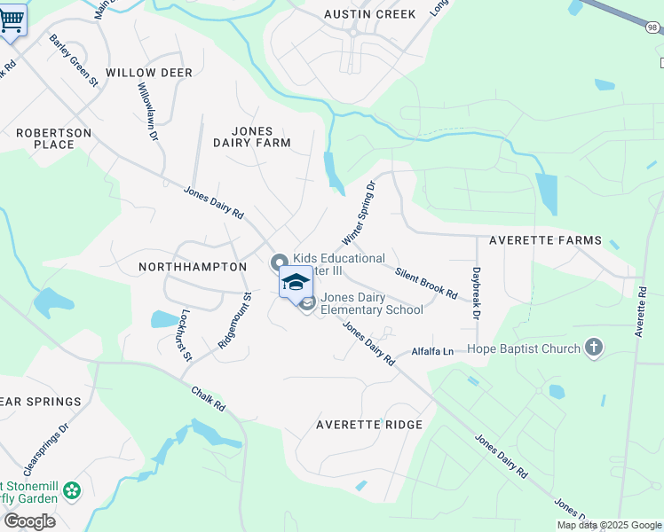 map of restaurants, bars, coffee shops, grocery stores, and more near 1105 Buttercup Lane in Wake Forest