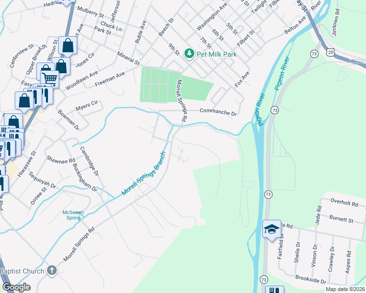 map of restaurants, bars, coffee shops, grocery stores, and more near 621 City View Dr in Newport