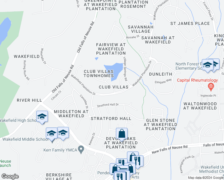 map of restaurants, bars, coffee shops, grocery stores, and more near 2534 Carriage Oaks Drive in Raleigh