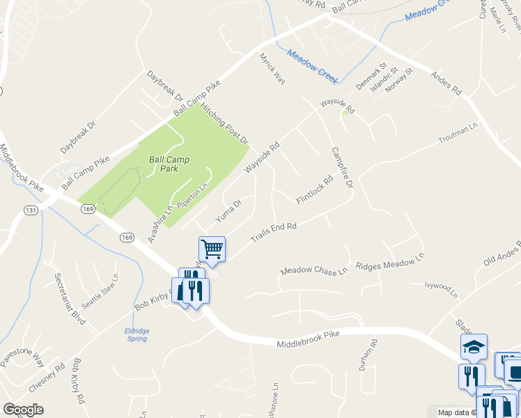 map of restaurants, bars, coffee shops, grocery stores, and more near 9512 Hoyle Beals Drive in Knoxville
