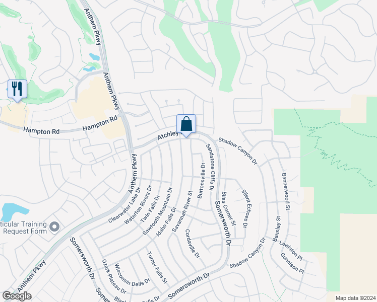 map of restaurants, bars, coffee shops, grocery stores, and more near 2091 Savannah River Street in Henderson