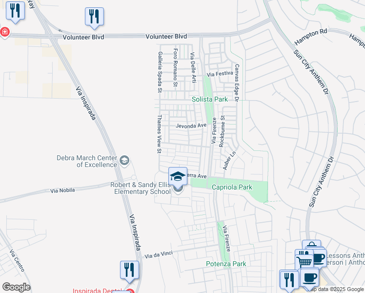 map of restaurants, bars, coffee shops, grocery stores, and more near 2081 Artistic Flair Walk in Henderson