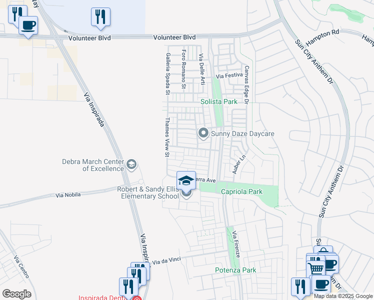map of restaurants, bars, coffee shops, grocery stores, and more near 2080 Stippled Clay Street in Henderson