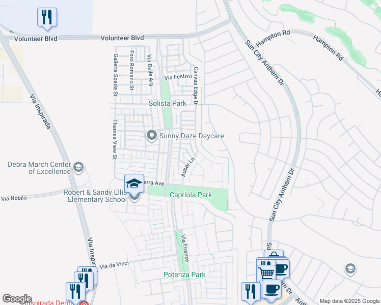 map of restaurants, bars, coffee shops, grocery stores, and more near 2080 Danzinger Place in Henderson