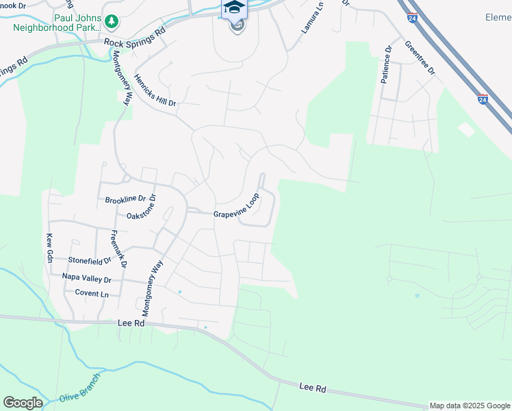 map of restaurants, bars, coffee shops, grocery stores, and more near 4115 Grapevine Loop in Smyrna