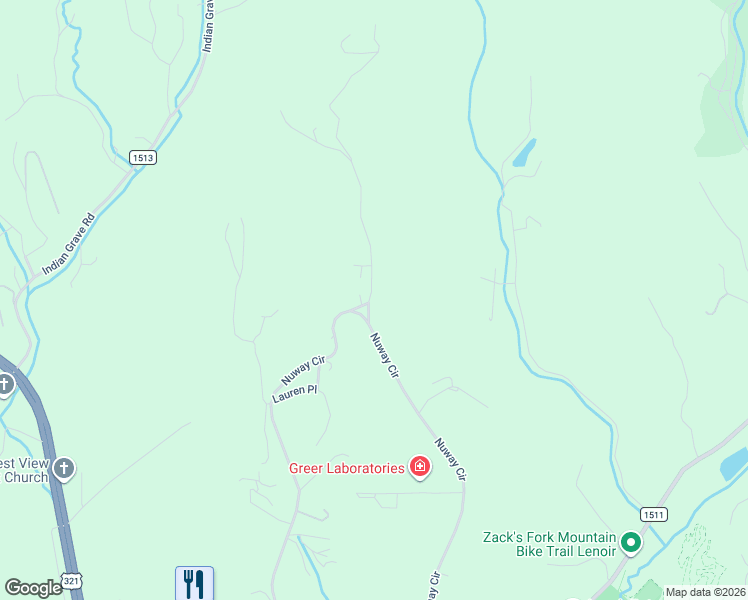map of restaurants, bars, coffee shops, grocery stores, and more near 2306 Howard Arnette Road in Lenoir
