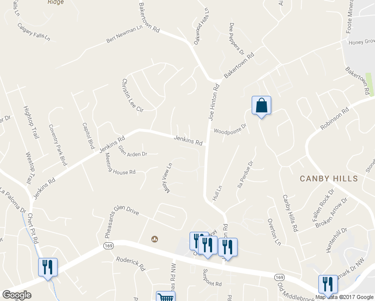 map of restaurants, bars, coffee shops, grocery stores, and more near 1649 Wolverine Lane in Knoxville