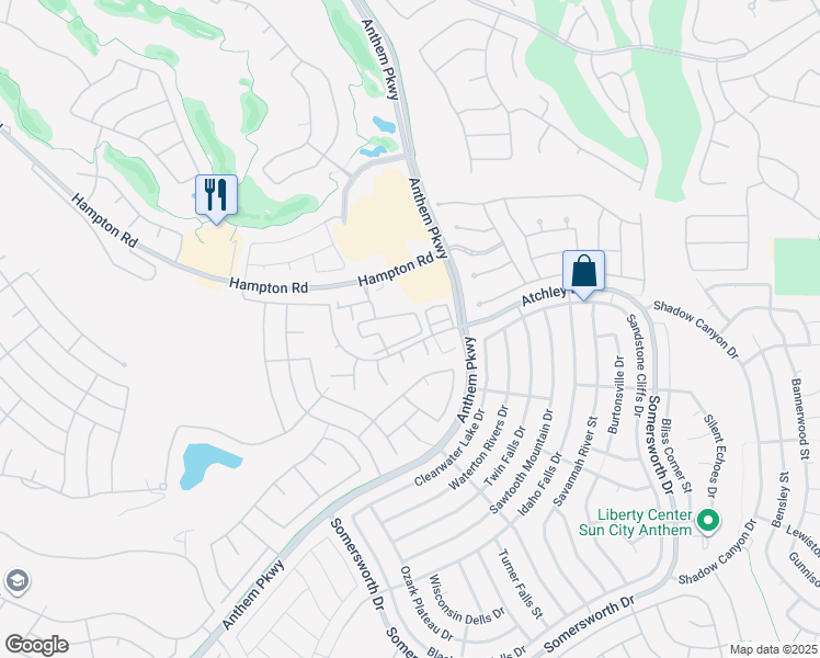 map of restaurants, bars, coffee shops, grocery stores, and more near 2555 Hampton Road in Henderson