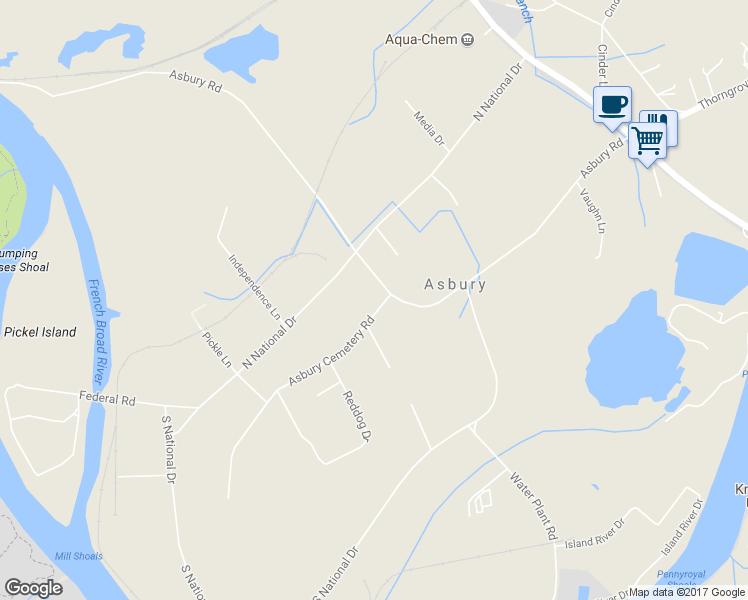 map of restaurants, bars, coffee shops, grocery stores, and more near 2731 Asbury Road in Knoxville