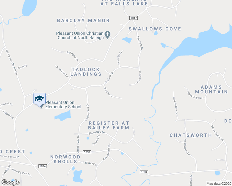 map of restaurants, bars, coffee shops, grocery stores, and more near 6108 Weobley Lane in Raleigh