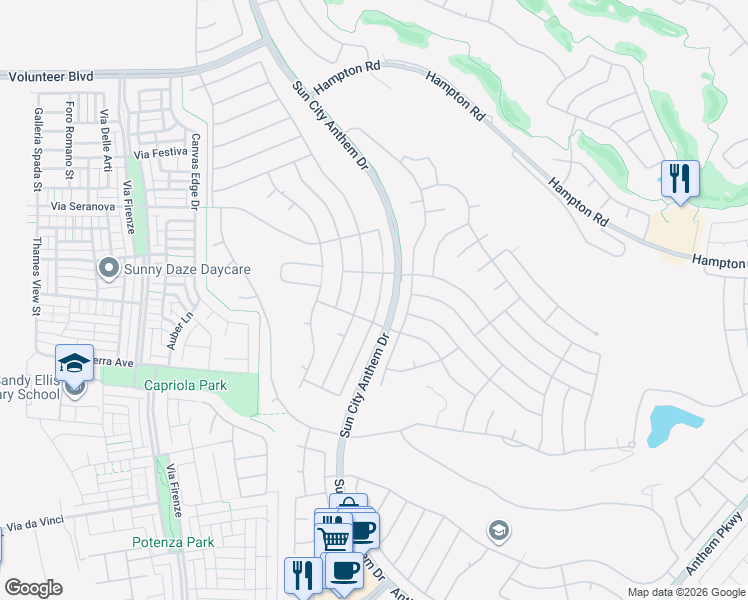 map of restaurants, bars, coffee shops, grocery stores, and more near 2099 Mountain City Street in Henderson