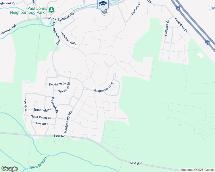 map of restaurants, bars, coffee shops, grocery stores, and more near 4133 Grapevine Loop in Smyrna