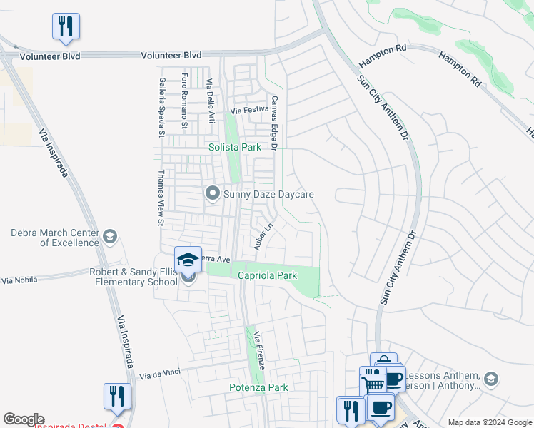 map of restaurants, bars, coffee shops, grocery stores, and more near 2076 Danzinger Place in Henderson