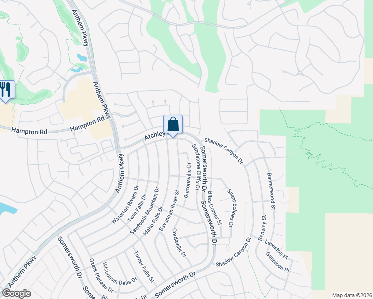 map of restaurants, bars, coffee shops, grocery stores, and more near 2275 Sandstone Cliffs Drive in Henderson