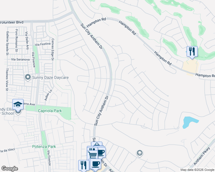 map of restaurants, bars, coffee shops, grocery stores, and more near 2100 Mountain City Street in Henderson
