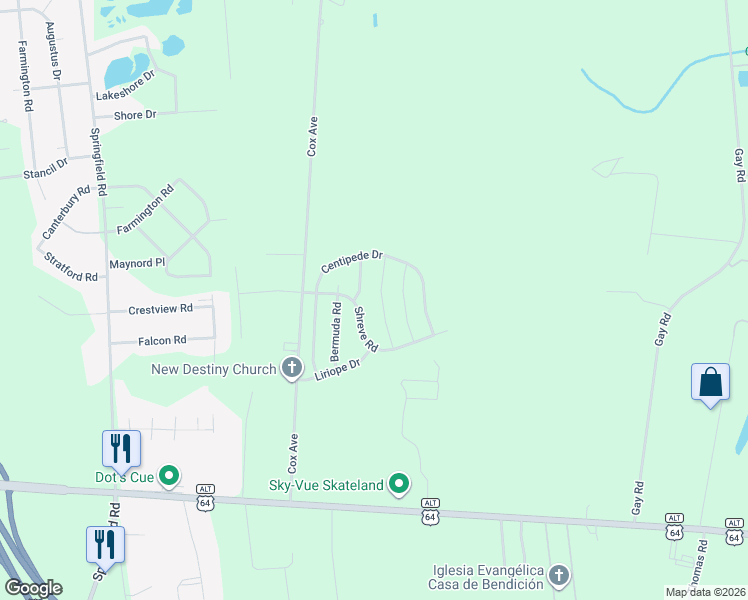 map of restaurants, bars, coffee shops, grocery stores, and more near 2416 Shreve Rd in Rocky Mt