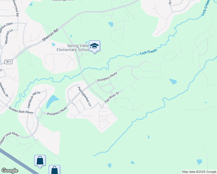 map of restaurants, bars, coffee shops, grocery stores, and more near 2812 Mebane Lane in Durham