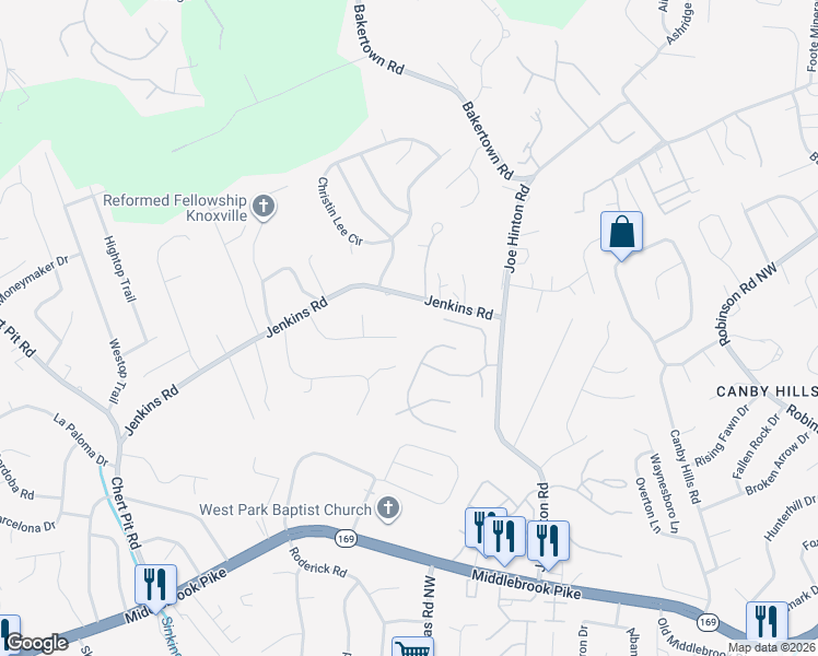 map of restaurants, bars, coffee shops, grocery stores, and more near 7501 Glen Arden Drive in Knoxville
