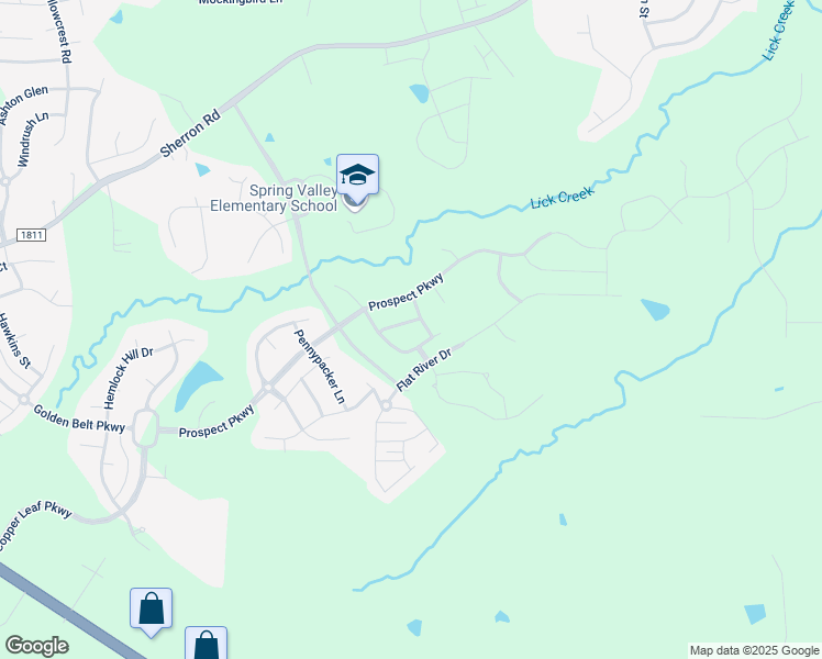 map of restaurants, bars, coffee shops, grocery stores, and more near 2812 Mebane Ln in Durham