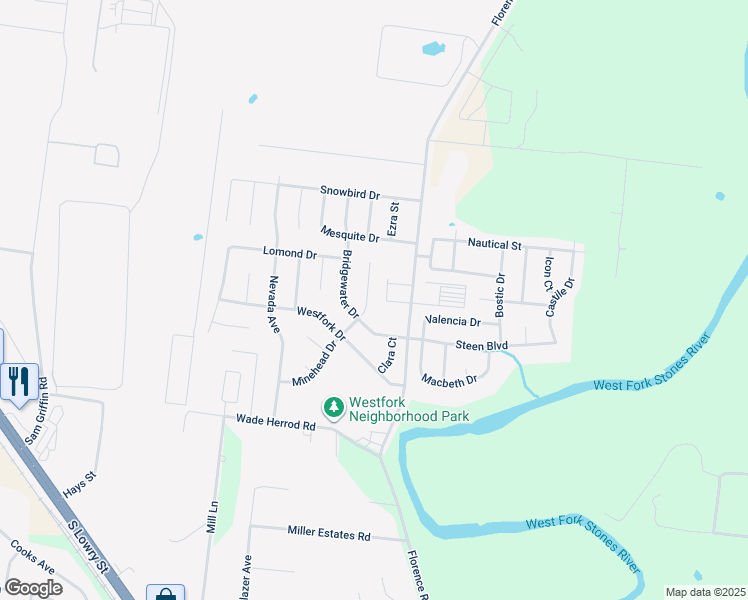 map of restaurants, bars, coffee shops, grocery stores, and more near 7000 Bridgewater Drive in Smyrna