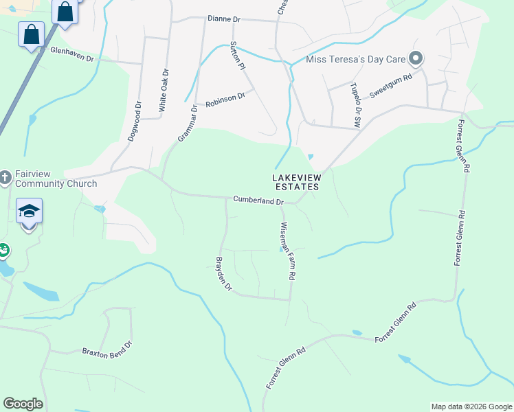 map of restaurants, bars, coffee shops, grocery stores, and more near 7432 Cumberland Drive in Fairview