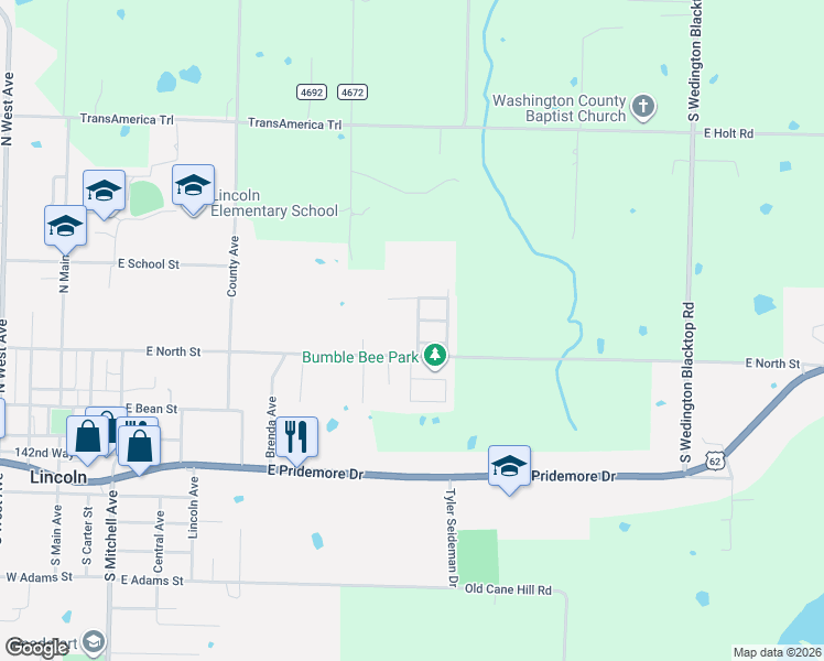 map of restaurants, bars, coffee shops, grocery stores, and more near 205 Pecan Street in Lincoln