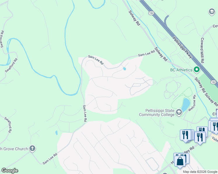 map of restaurants, bars, coffee shops, grocery stores, and more near 2604 Sugarberry Road in Knoxville