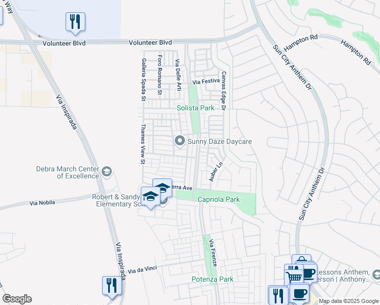 map of restaurants, bars, coffee shops, grocery stores, and more near 2072 Waterlily View Street in Henderson