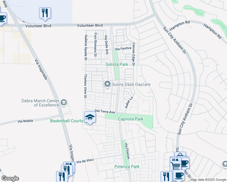 map of restaurants, bars, coffee shops, grocery stores, and more near 2072 Waterlily View Street in Henderson