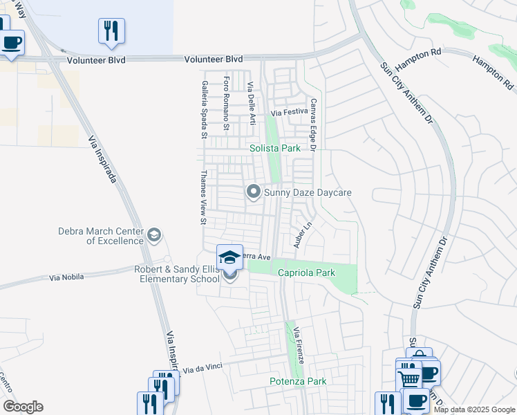 map of restaurants, bars, coffee shops, grocery stores, and more near 3188 Romanesque Art Avenue in Henderson
