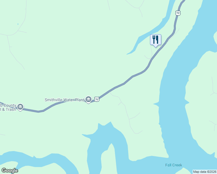 map of restaurants, bars, coffee shops, grocery stores, and more near 4233 Sparta Highway in Smithville