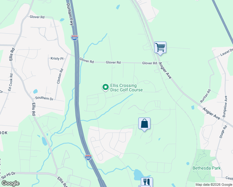 map of restaurants, bars, coffee shops, grocery stores, and more near 3714 Angier Avenue in Durham