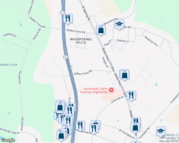 map of restaurants, bars, coffee shops, grocery stores, and more near 747 Millers Point Road in Sparta