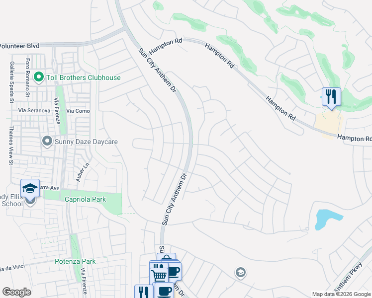 map of restaurants, bars, coffee shops, grocery stores, and more near 2100 Mountain City Street in Henderson