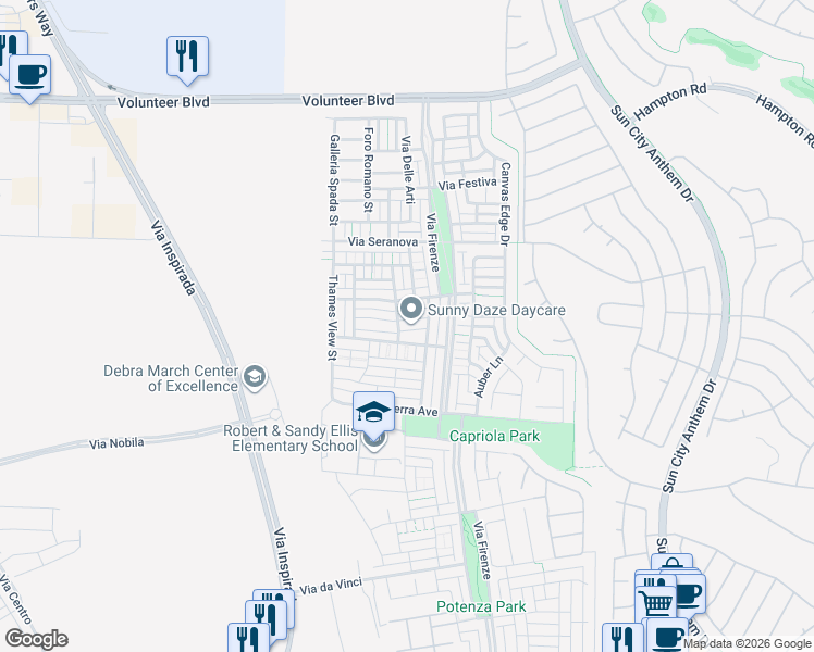 map of restaurants, bars, coffee shops, grocery stores, and more near 3191 Mist Effect Avenue in Henderson