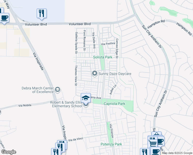 map of restaurants, bars, coffee shops, grocery stores, and more near 3181 Mist Effect Avenue in Henderson