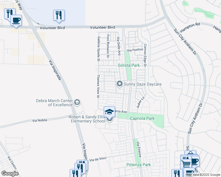 map of restaurants, bars, coffee shops, grocery stores, and more near 2080 Stippled Clay Street in Henderson